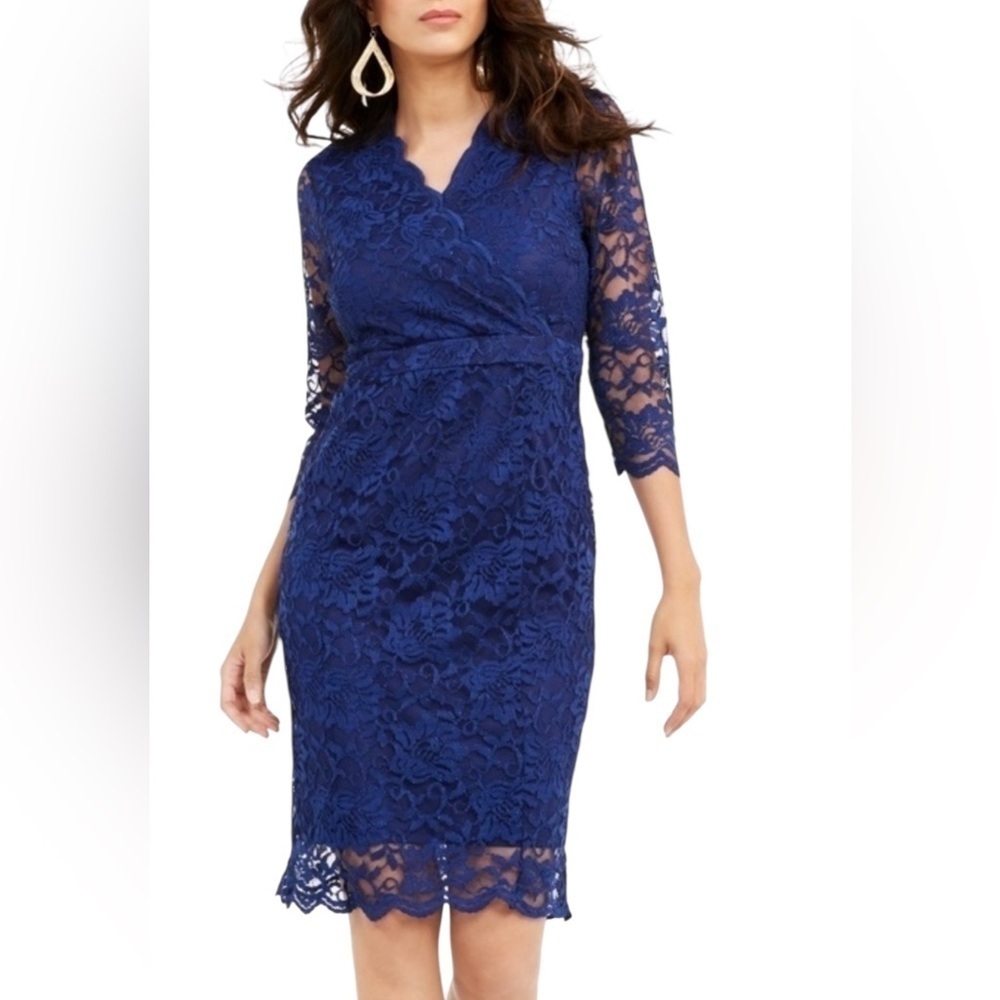 Thalia Sodi Lace Sheath Dress, Lazulite, Extra Small.